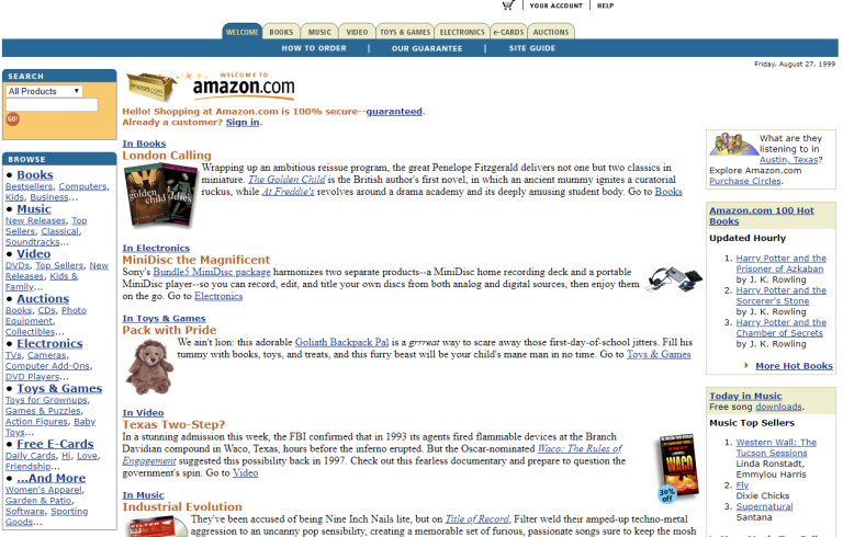 Amazon in 1999.