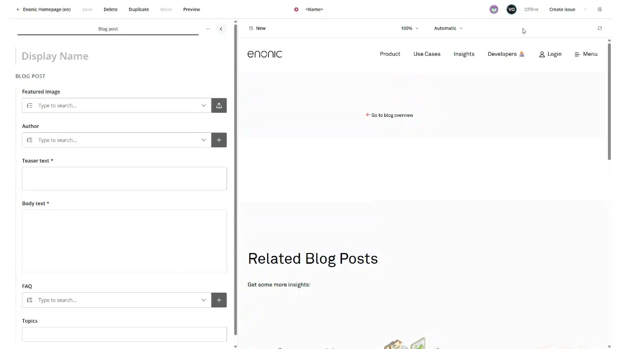 Screen recording of how the AI Content Operator generates text in Enonic Content Studio.