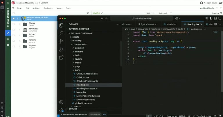 Screenshot of a live demo of React4XP.