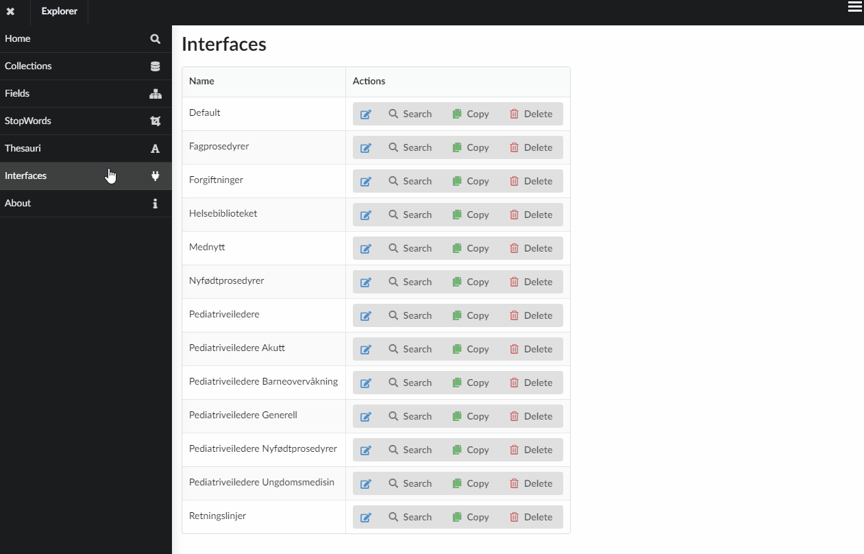 Screengrab of the interface of Enonic Explorer.