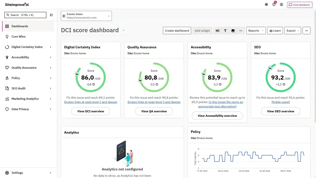 Link from the Siteimprove dashboard