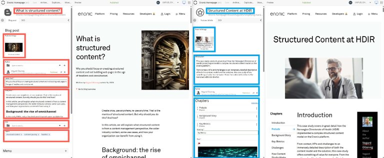Screenshot of the CMS Content Studio with highlights of fields.